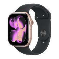Apple Watch Series 11, 46 mm, Rose Gold Aluminum Black Sport Band M/L